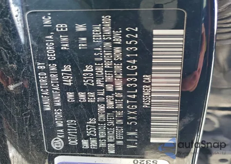 2020 Kia Optima Lx z USA, uszkodzony, nr VIN 5XXGT4L33LG413522